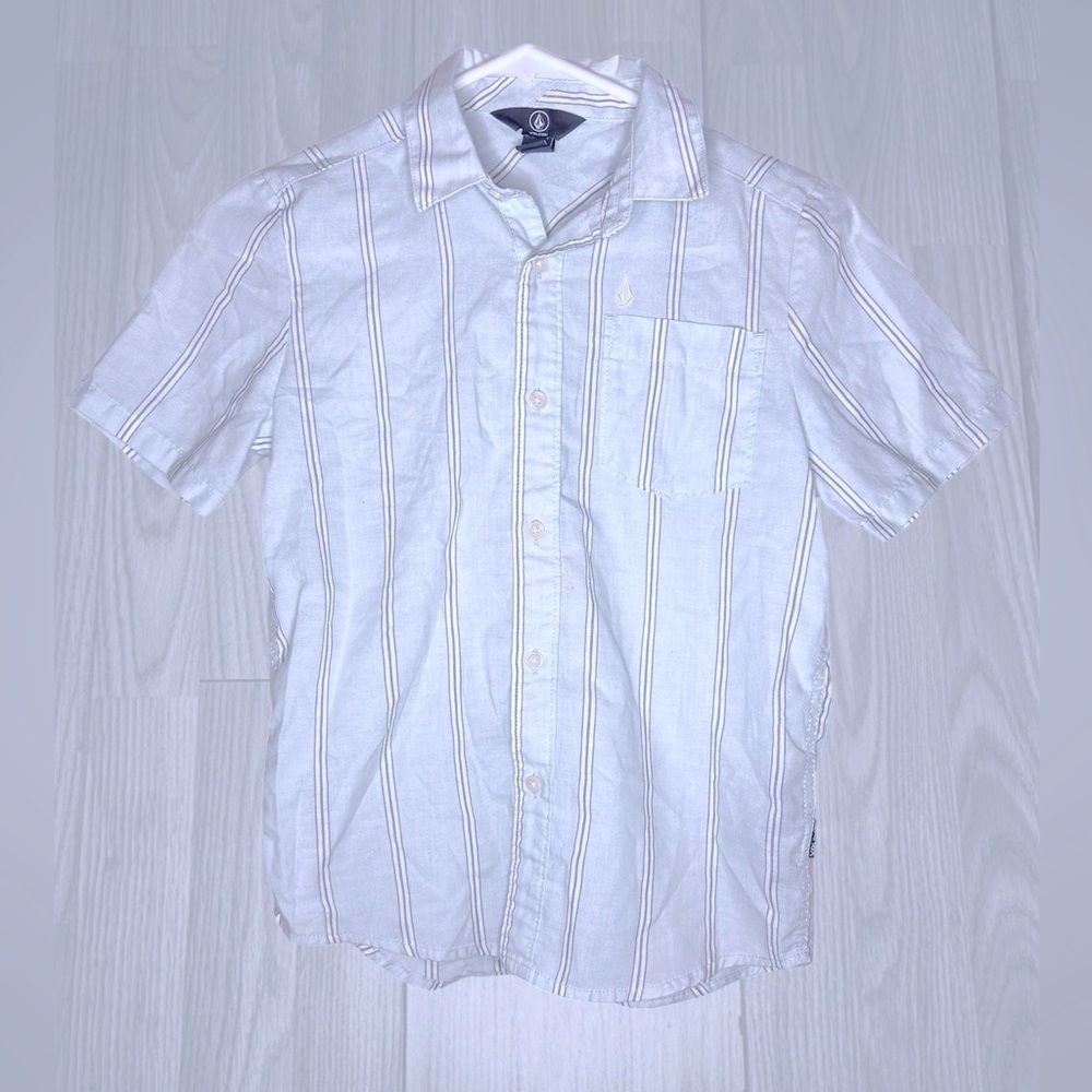 VOLCOM Boys Striped Casual Button Down Shirt - Picture 2 of 9